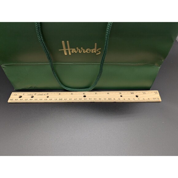 Harrods Green Medium Paper Gift Bag With Sheet Of Floral Tissue Paper GUC - Picture 3 of 6